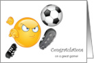 Congratulations Soccer Game Cute Determined Emoji card