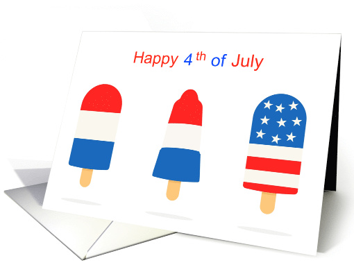 4th of July with Patriotic Popsicles on Solid White card (1856990)