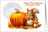 Thanksgiving from Both of Us with a Cute Squirrel and Baby card