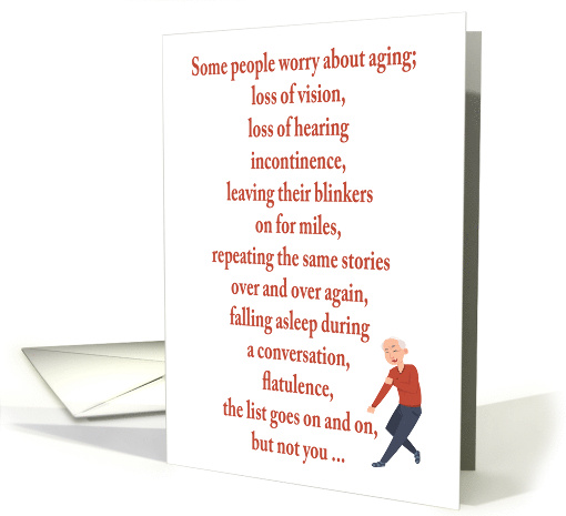 Birthday Old Age Humor for Male with List of Old Age Problems card