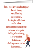 Birthday Old Age Humor for Male with List of Old Age Problems card