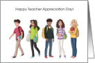 Teacher Appreciation Day to Teacher with Kids Holding Books card
