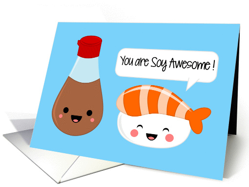 Friendship - Kawaii Sushi Soy Awesome card (1351640)