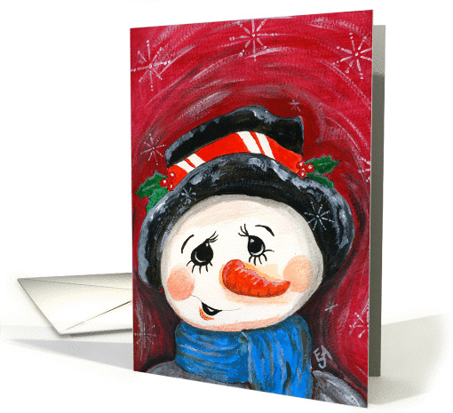 A Snowman in the snowfall at christmas night card (1352878)