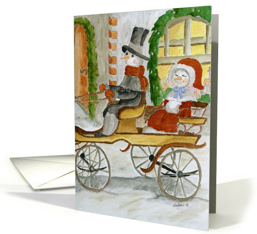 Snowmen in a carriage card (1352884)