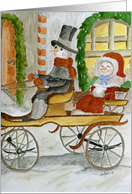 Snowmen in a carriage card