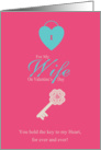 Wife Stylish Valentine With Key And Heart Design card