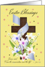 Easter Blessings - Cross And Flowers With Purple Ribbon card