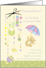 New Baby - Any Gender - With Cute Mobile And Teddy With Umbrella card