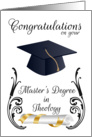 Master’s Degree In Theology Congratulations - Mortar Board and Swirls card