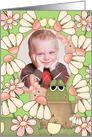 Happy Easter Photo Frame With Frog Bunnies And Flowers - Customize card