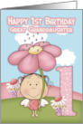1st Birthday - Great Granddaughter - Little Garden Fairy card