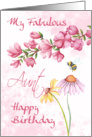 Fabulous Aunt, Watercolor Floral Garden Scene With Grunge Background card