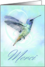 Thank You In French - Watercolor Hummingbird Print card