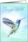 Thank You In Italian - Watercolor Hummingbird Print card