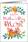 Mom, Floral wreath and floral bouquet with little matching butterflies card