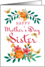 Sister, Floral wreath and floral bouquet with butterflies card