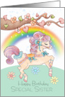 Sister Birthday With A Sweet Watercolor Prancing Pony card