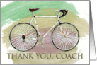Bicycle Coach Thank You, Watercolor Drop Handlebar Bike card