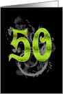 Stylish 50th Birthday Number With Swirl Background On Black5 card