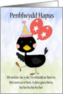Welsh Language Birthday, With Jackdaw And Welsh Poem card