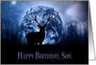 Son, Fantasy Stag Silhouette With Trees And Glorious Sky card