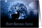 Friend, Fantasy Stag Silhouette With Trees And Glorious Sky card