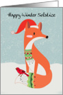 Fox In Hat With Cardinal Bird - Winter Solstice card