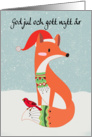 Swedish Language Christmas Greeting With Fox And Cardinal Bird card