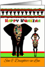 Happy Kwanzaa, Son & Daughter-in-Law, Elephant And Lady card