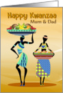 Mum & Dad, Stylish Kwanzaa Greeting Card With Females And A Feast card