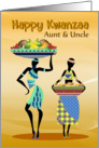 Aunt & Uncle, Stylish Kwanzaa Greeting Card With Females And A Feast card