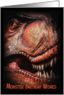 Dinosaur Emerging Out Of The Darkness Birthday Wishes card