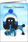 Happy Chanukah Black Poodle With Dradle And Chanukah Gift card