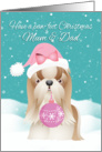 Mum & Dad Shih Tzu Dog Christmas Card