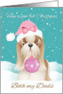 Both My Dads Shih Tzu Dog With Cute Santa Hat An Ornament card