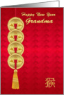 Grandma, Chinese New Year, Year Of The Monkey, Coins card