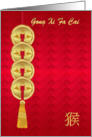 Gong Xi Fa Cai, Chinese New Year, Year Of The Monkey, Coins card