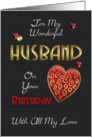 Husband, Birthday With Gold Effect And Embossed Effect Elements card