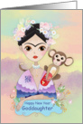 Goddaughter, Chinese New Year Greeting Card With Girl And Monkey card
