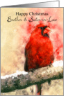 Brother & Sister-in-Law, watercolor Christmas cardinal bird card