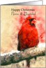 Nana & Grandad, watercolor Christmas red cardinal bird card