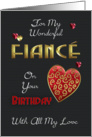 Fiance, Birthday With Gold Effect And Embossed Effect Elements card