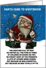 Bad Santa Humor Christmas, With Drunk Angry Santa card