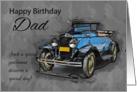 Dad, Vintage Blue Car On Watercolor Background card