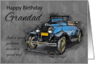 Grandad, Vintage Blue Car On Watercolor Background card