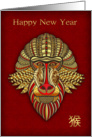 Monkey, Chinese New Year, Gold And Red Effect Monkey Mask card