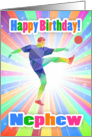 Nephew, Soccer Player Birthday Colorful Abstract Pattern card