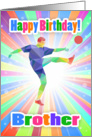 Brother, Soccer Player Birthday Colorful Abstract Pattern card