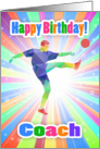 Coach, Soccer Player Birthday Colorful Abstract Pattern card